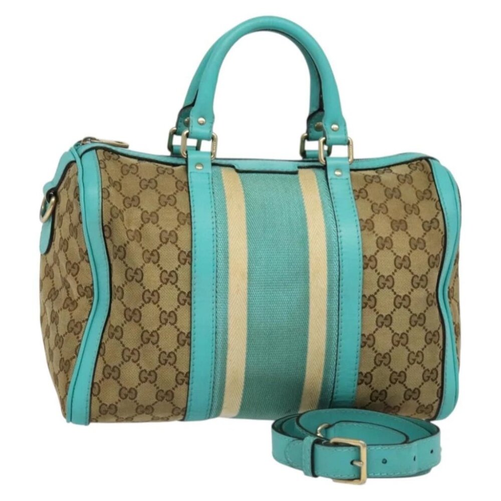 GUCCI GG Canvas Hand Bag 2way Beige Gold